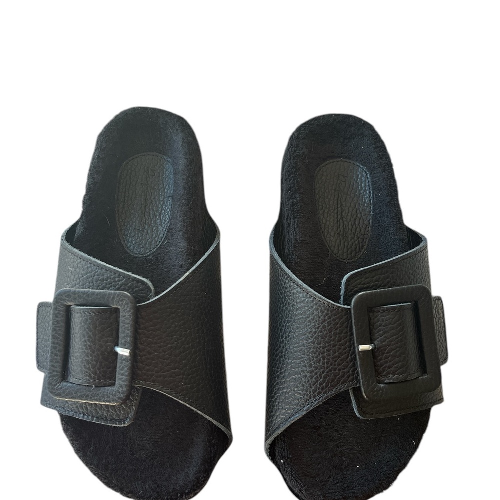 Definery Black Mule Sandals